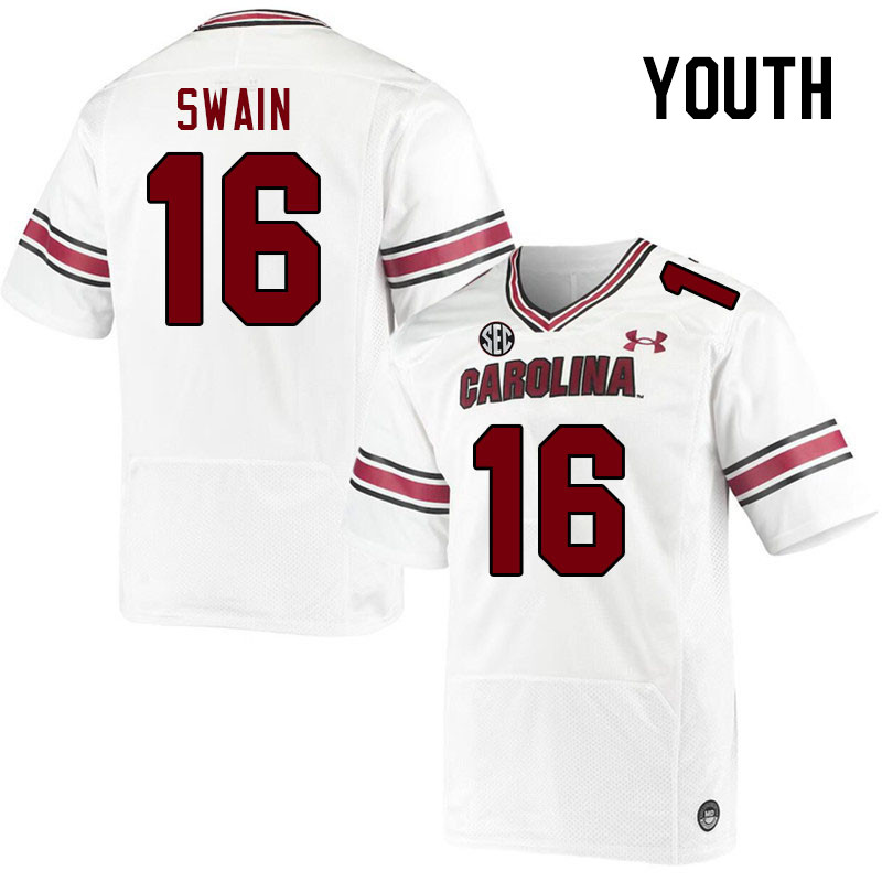 Youth #16 Vicari Swain South Carolina Gamecocks 2023 College Football Jerseys Stitched-White